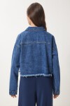 Püskül Detaylı Denim Crop Ceket MAVİ LAN0014
