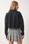 Püskül Detaylı Denim Crop Ceket SİYAH LAN0014