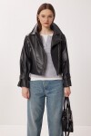 Suni Deri Biker Ceket SİYAH LAX0007