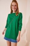 Uzun Oversize Triko Kazak CANLI YEŞİL LBV0036