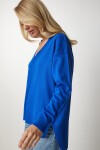 V Yaka Oversize Triko Kazak MAVİ LBV0026