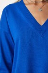 V Yaka Oversize Triko Kazak MAVİ LBV0026