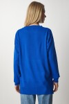 V Yaka Oversize Triko Kazak MAVİ LBV0026