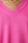 V Yaka Oversize Triko Kazak PEMBE LBV0026