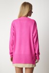 V Yaka Oversize Triko Kazak PEMBE LBV0026