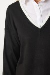 V Yaka Oversize Triko Kazak SİYAH LBV0022