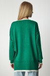 V Yaka Oversize Triko Kazak YEŞİL LBV0022
