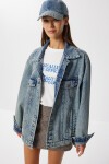 Yıkamalı Oversize Denim Ceket AÇIK MAVİ LAC0002