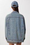 Yıkamalı Oversize Denim Ceket AÇIK MAVİ LAC0002