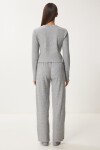 Yumoş Crop Bol Pantolon Örme Takım GRİ MELANJ LAN0022