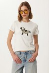 Armalı Nakışlı Pamuklu Örme T-shirt BEYAZ LCR0114