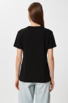 Armalı Nakışlı Pamuklu Örme T-shirt SİYAH LCR0115