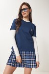 Ayıcık İşlemeli Pamuklu Örme T-shirt LACİVERT LCR0029