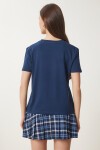 Ayıcık İşlemeli Pamuklu Örme T-shirt LACİVERT LCR0029