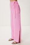 Bağlama Detaylı Yırtmaçlı Müslin Pantolon PEMBE LBV0066