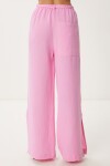Bağlama Detaylı Yırtmaçlı Müslin Pantolon PEMBE LBV0066