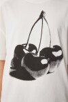 Baskılı Örme T-shirt EKRU LCR0059