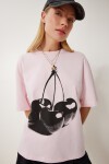 Baskılı Örme T-shirt PEMBE LCR0059