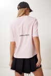 Baskılı Örme T-shirt PEMBE LCR0059