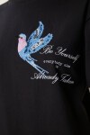 Boncuk Detaylı Baskılı Örme T-shirt SİYAH LCR0072