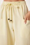 Cepli Geniş Paça Keten Pantolon SARI LBV0062