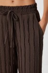 Dokulu Cepli Esnek Örme Pantolon KAHVERENGİ LCI0069
