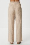 Dokulu Cepli Esnek Örme Pantolon KREM LCI0069