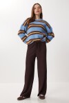 Geniş Paça Krinkıl Örme Pantolon KAHVERENGİ LCI0057