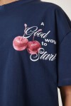 Kabartma Baskılı Örme T-shirt LACİVERT LCR0067