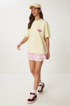Kabartma Baskılı Örme T-shirt SARI LCR0067