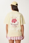 Kabartma Baskılı Örme T-shirt SARI LCR0067