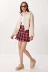 Kareli Pileli Mini Dokuma Etek BORDO LDN0001