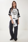 Kolej Baskılı Pamuklu Örme T-shirt SİYAH BEYAZ LCR0036