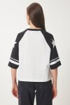 Kolej Baskılı Pamuklu Örme T-shirt SİYAH BEYAZ LCR0036