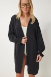 Kolu Büzgülü Krinkıl Kimono SİYAH LDD0069