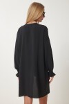 Kolu Büzgülü Krinkıl Kimono SİYAH LDD0069