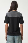 Kontrast Fular Detaylı Örme T-shirt SİYAH LCR0120