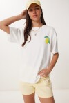 Limon Baskılı Pamuklu Örme T-shirt BEYAZ LCR0083