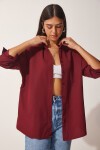 Oversize Basic Gömlek BORDO LDD0003