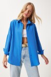 Oversize Basic Gömlek CANLI MAVİ LDD0003