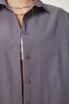 Oversize Basic Gömlek FÜME LDD0003