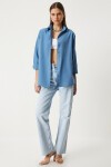 Oversize Basic Gömlek İNDİGO MAVİ LDD0003