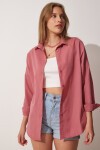 Oversize Basic Gömlek KOYU GÜL KURUSU LDD0003
