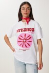 Oversize Baskılı Örme T-shirt BEYAZ LCR0060