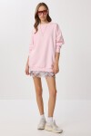 Oversize Şardonlu Örme Sweatshirt ŞEKER PEMBE LCR0097