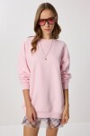 Oversize Şardonlu Örme Sweatshirt ŞEKER PEMBE LCR0097