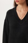 Oversize V Yaka Yumuşak Triko Kazak SİYAH LCI0056