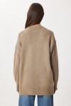 Oversize V Yaka Yumuşak Triko Kazak VİZON LCI0056