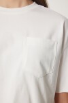 Pamuklu Crop Örme T-Shirt EKRU LCR0018