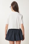 Pamuklu Crop Örme T-Shirt EKRU LCR0018